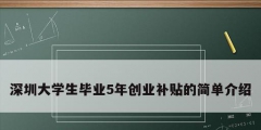 深圳大學(xué)生畢業(yè)5年創(chuàng)業(yè)補貼的簡單介紹