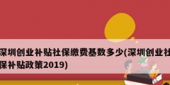 深圳創(chuàng)業(yè)補貼社保繳費基數多少(深圳創(chuàng)業(yè)社保補貼政策2019)