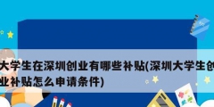 大學生在深圳創(chuàng)業(yè)有哪些補貼(深圳大學生創(chuàng)業(yè)補貼怎么申請條件)