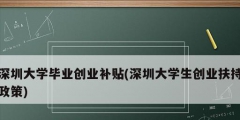 深圳大學(xué)畢業(yè)創(chuàng)業(yè)補貼(深圳大學(xué)生創(chuàng)業(yè)扶持政策)