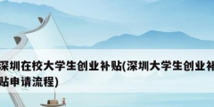 深圳在校大學(xué)生創(chuàng)業(yè)補貼(深圳大學(xué)生創(chuàng)業(yè)補貼申請流程)