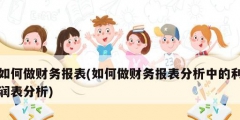 如何做財(cái)務(wù)報(bào)表(如何做財(cái)務(wù)報(bào)表分析中的利潤表分析)