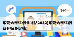 東莞大學(xué)生創(chuàng)業(yè)補(bǔ)貼2022(東莞大學(xué)生創(chuàng)業(yè)補(bǔ)貼多少錢)