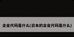 企業(yè)代碼是什么(日本的企業(yè)代碼是什么)