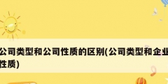 公司類型和公司性質(zhì)的區(qū)別(公司類型和企業(yè)性質(zhì))